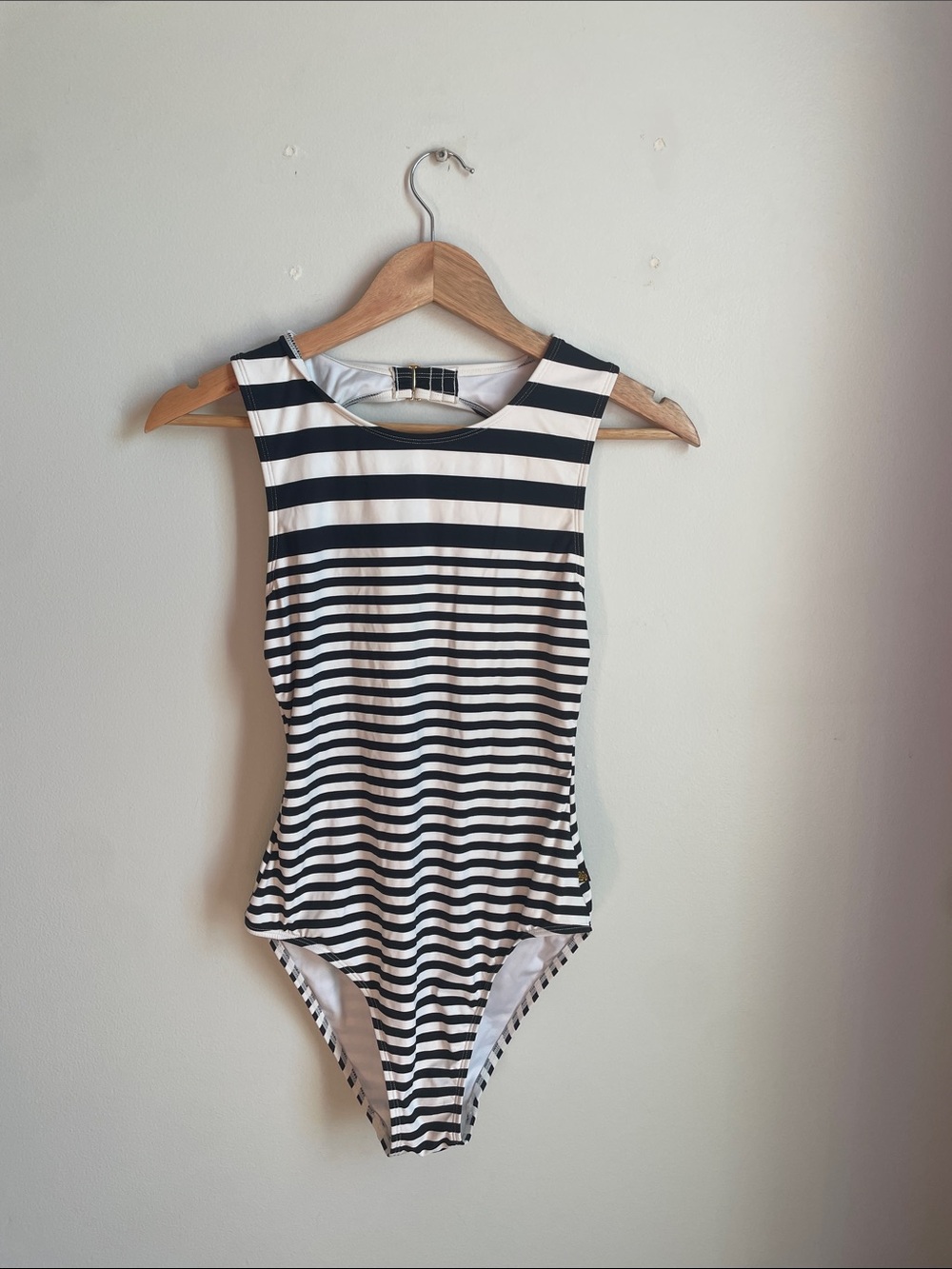 La Vie En Rose Black and White Striped One-Piece Swimsuit